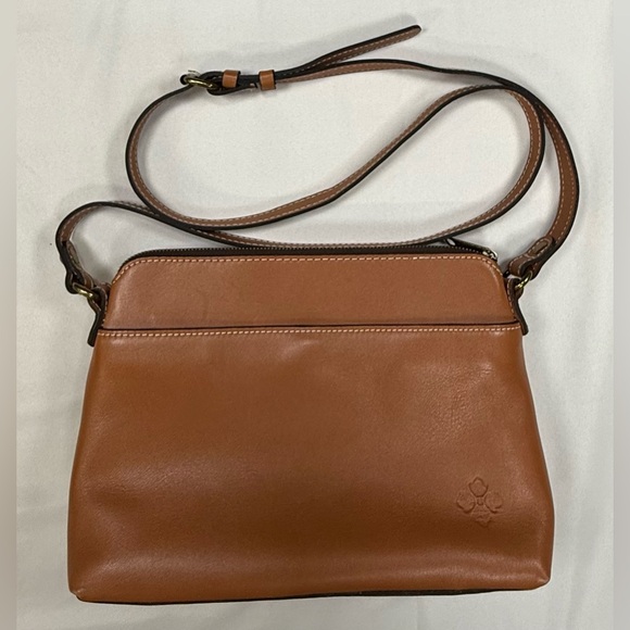 Patricia Nash Cognac Leather Crossbody with Front Buckle - Picture 8 of 13